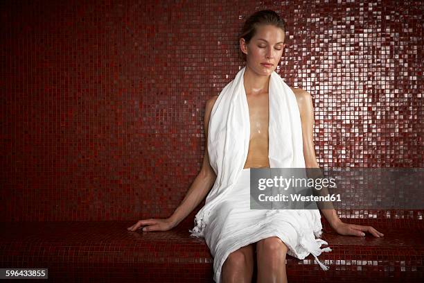 woman in hamam - hammam stock pictures, royalty-free photos & images