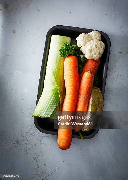 mirepoix, parsley, carrots, cauliflower, celeriac and leek - mirepoix comida fotografías e imágenes de stock