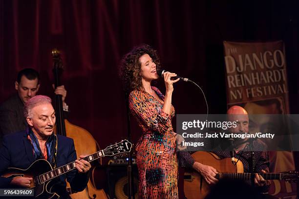 French Jazz vocalist Cyrille Aimee makes a special guest appearance with the Django Festival All-Stars at the 16th annual Django Reinhardt NY...