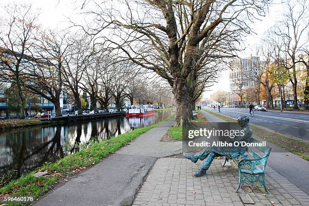 patrick kavanagh statue, grand canal, dublin, ireland - patrick kavanagh ストックフォトと画像