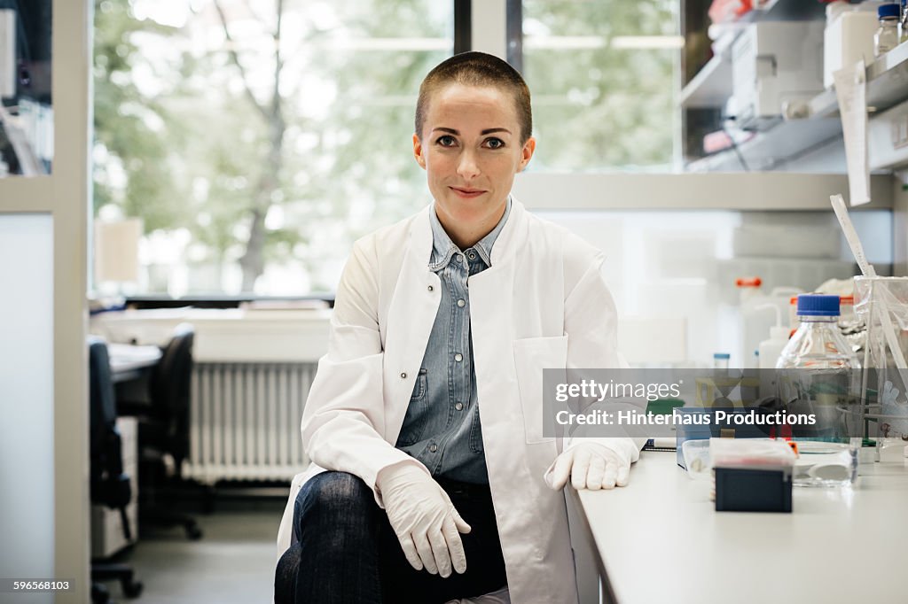 Potrait of a female scientist sitting