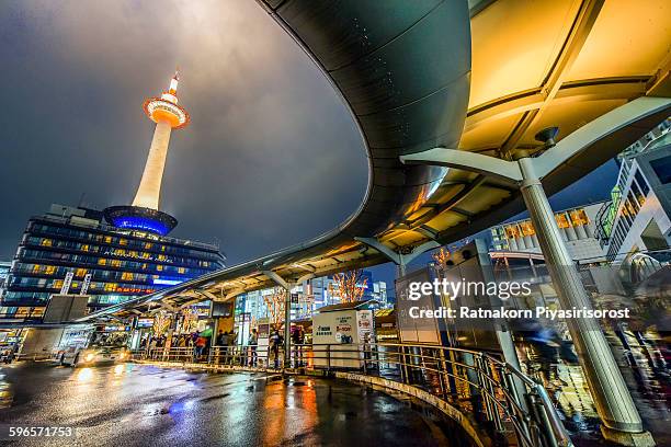 kyoto tower - kyoto station stock pictures, royalty-free photos & images