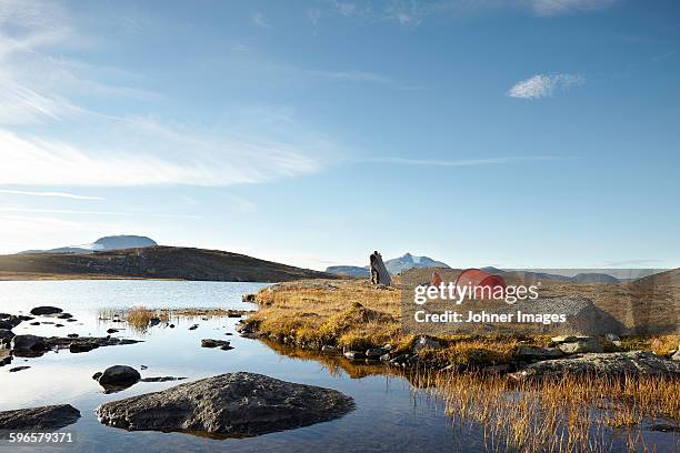 camping at lake - jamtland stock pictures, royalty-free photos & images