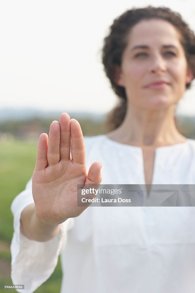 Woman practicing tai chi