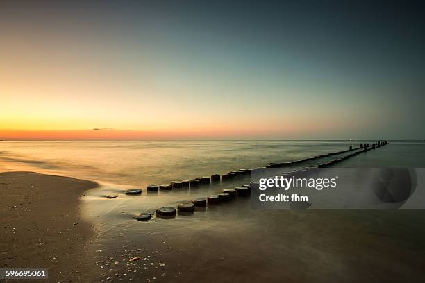 on the beach at baltic sea in germany - groyne photos et images de collection