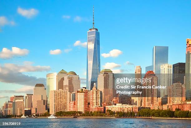 world trade center with majestic freedom tower, ny - one world trade center view stock pictures, royalty-free photos & images