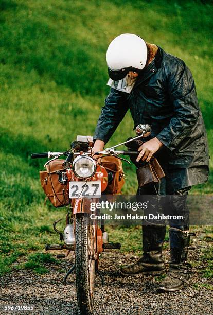 vintage motor cycle - motorcykel stock pictures, royalty-free photos & images