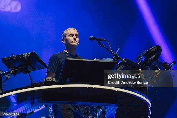 Guy Lawrence of Disclosure performs on the Main Stage during day 2 of Leeds Festival 2016 at Bramham Park on August 27, 2016 in Leeds, England.