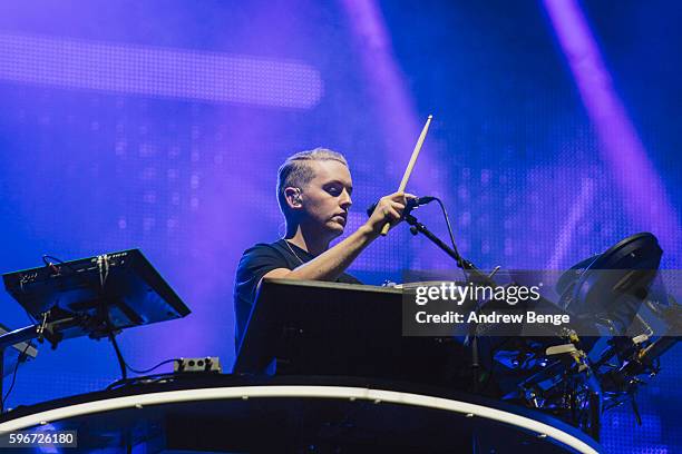 Guy Lawrence of Disclosure performs on the Main Stage during day 2 of Leeds Festival 2016 at Bramham Park on August 27, 2016 in Leeds, England.