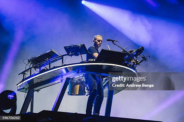 Guy Lawrence of Disclosure performs on the Main Stage during day 2 of Leeds Festival 2016 at Bramham Park on August 27, 2016 in Leeds, England.