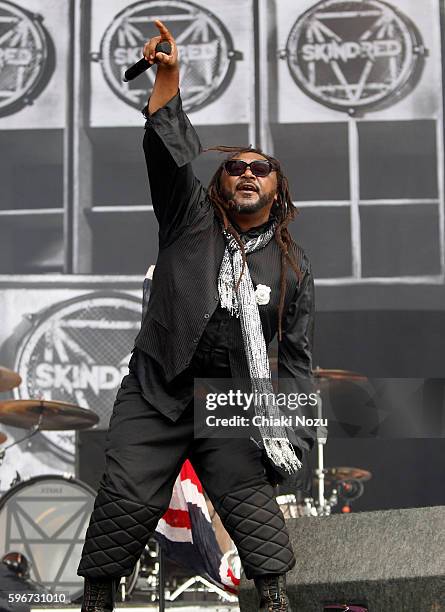 Benji Webbe of Skindred performs on Day 2 of Reading Festival at Richfield Avenue on August 27, 2016 in Reading, England.