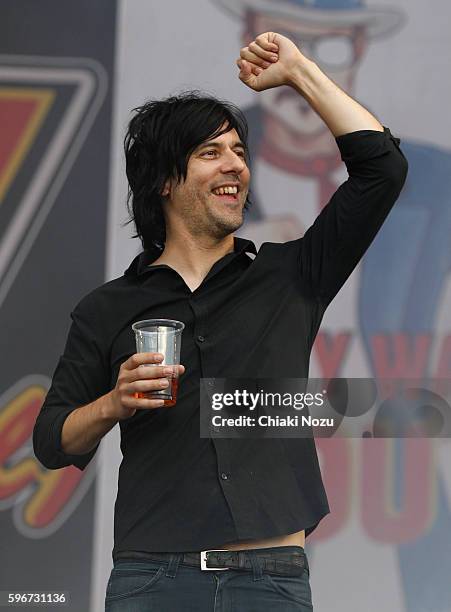 Matt McJunkins of Eagles of Death Metal performs on Day 2 of Reading Festival at Richfield Avenue on August 27, 2016 in Reading, England.