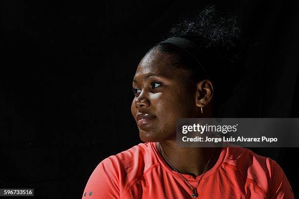 Olympic Cuban athlete Denia Caballero poses for a portrait during the Meeting AREVA of the IAAF Diamond League 2016 at Mercure Hotel on August 27,...