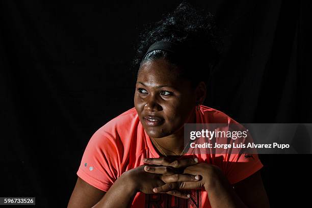 Olympic Cuban athlete Denia Caballero poses for a portrait during the Meeting AREVA of the IAAF Diamond League 2016 at Mercure Hotel on August 27,...