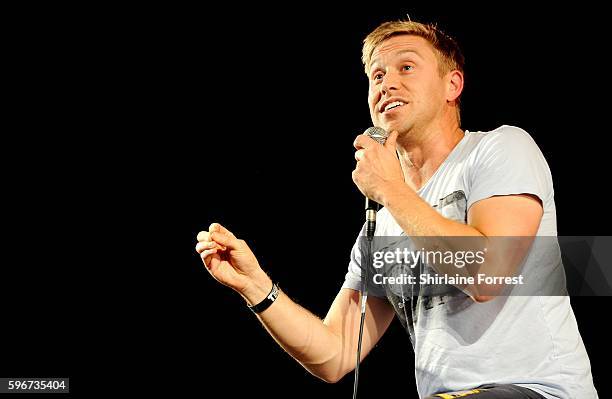 Russell Howard perfoms at Leeds Festival at Bramham Park on August 27, 2016 in Leeds, England.