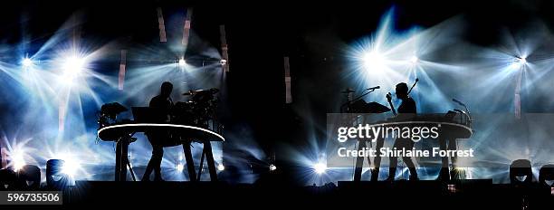 Guy Lawrence and Howard Lawrence of Disclosure perfom at Leeds Festival at Bramham Park on August 27, 2016 in Leeds, England.