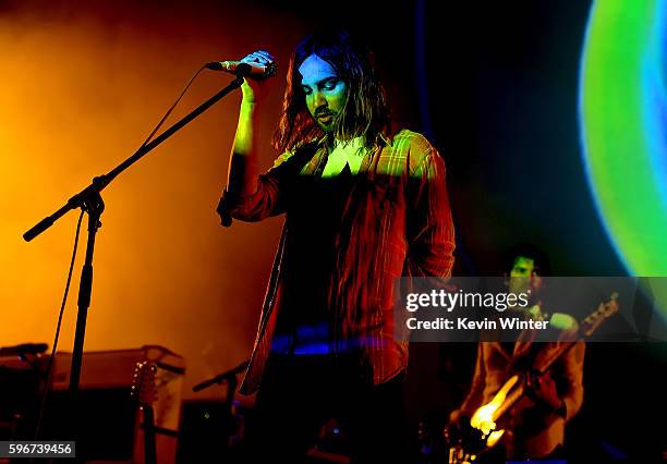 Singer Kevin Parker of Tame Impala performs onstage during FYF Fest 2016 at Los Angeles Sports Arena on August 27, 2016 in Los Angeles, California.