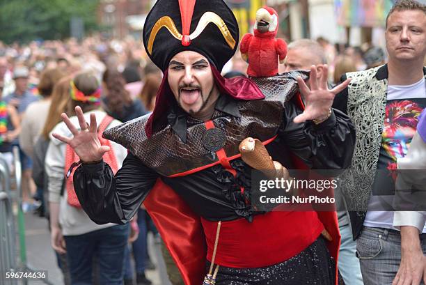 Person attending Manchester Pride 2016 on August 27, 2016 in Manchester, England. The Manchester Pride events are to celebrate the variety of...