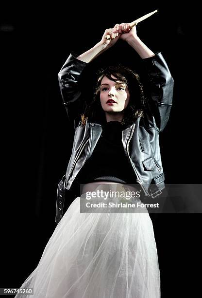 Lauren Mayberry of Chvrches perfoms at Leeds Festival at Bramham Park on August 27, 2016 in Leeds, England.