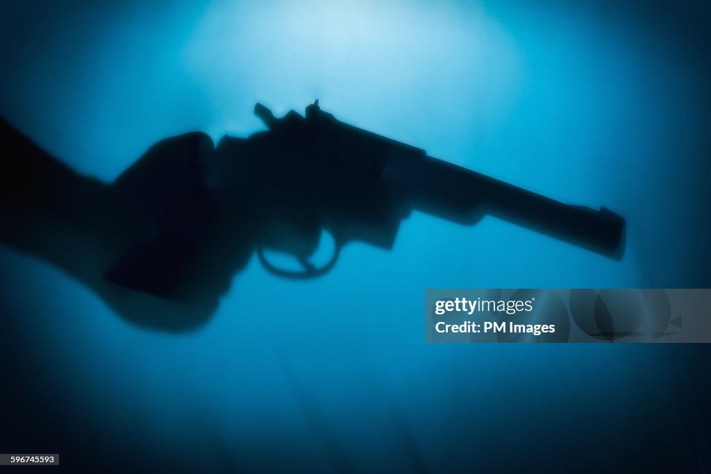 Hand holding handgun