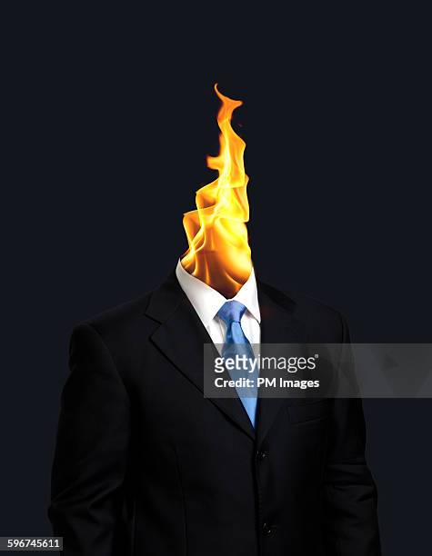 businessman fire head - gold blazer stock pictures, royalty-free photos & images