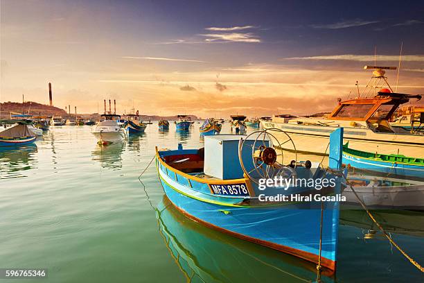 luzzu - malta boat stock pictures, royalty-free photos & images