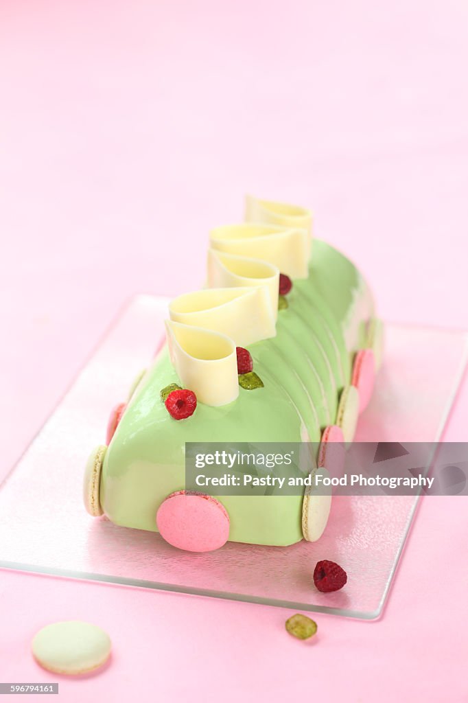 Pistachio Raspberry Yule Log