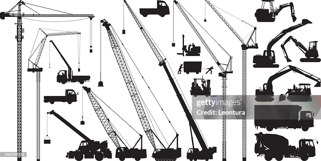 Highly Detailed Construction Silhouettes