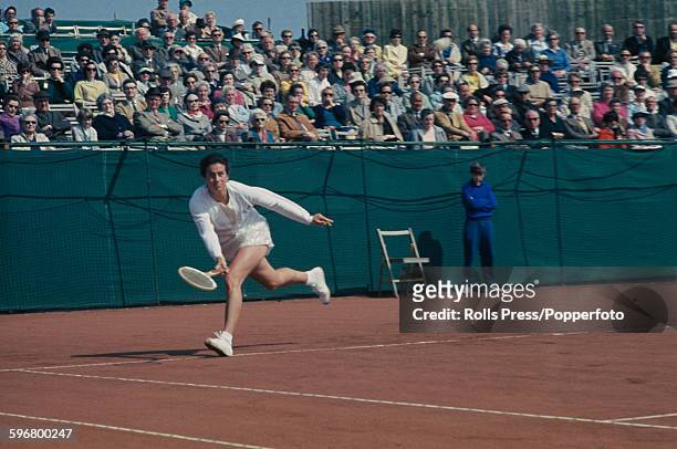 English tennis player Virginia Wade pictured competing in the 1968 British Hard Court Championships in Bournemouth, England in April 1968. Virginia...