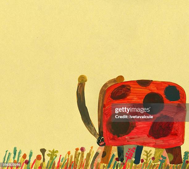 painted ladybird - kids art stock illustrations