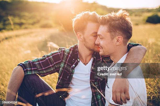 sólo dos de los ee. uu. - gay couple kissing fotografías e imágenes de stock