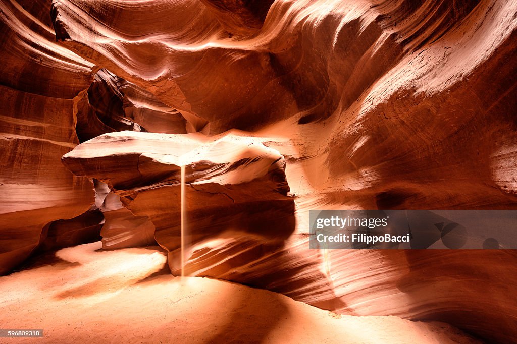 Sand Falling Down Inside Antelope Canyon High-Res Stock Photo - Getty ...