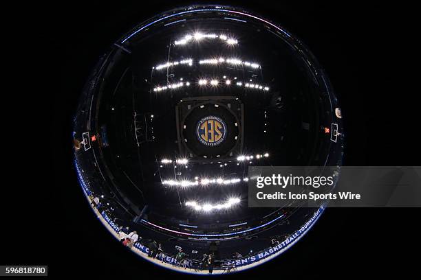 Fisheye view of Bridgestone Arena from mid court looking up during the Arkansas Razorbacks versus the Kentucky Wildcats championship game in the 2015...