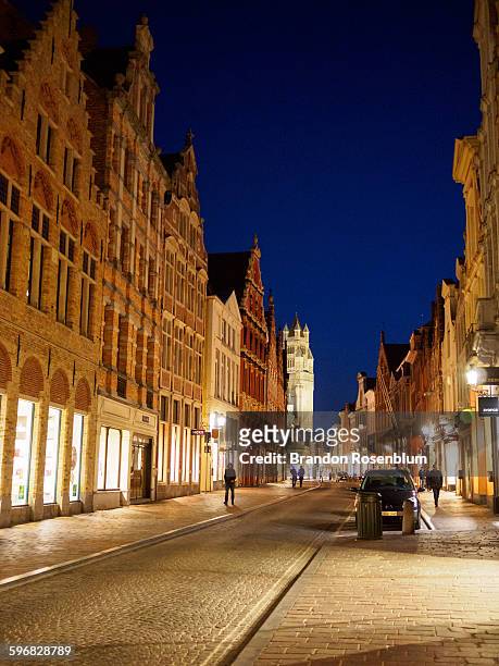 bruges at night - bruges buildings stock pictures, royalty-free photos & images