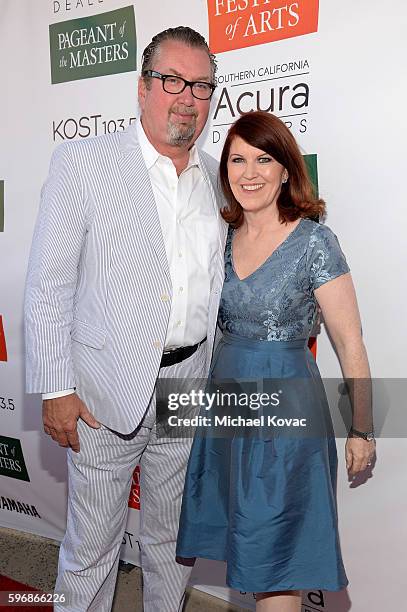 Actress Kate Flannery and husband Chris Haston attend the Festival of Arts Celebrity Benefit Concert and Pageant on August 27, 2016 in Laguna Beach,...