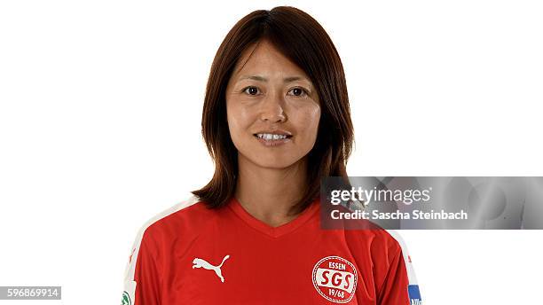 Kozue Ando of SGS Essen poses during the Allianz Women's Bundesliga Club Tour on August 25, 2016 in Essen, Germany.