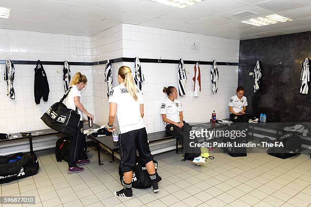 Notts County changing room ahead of the match between Notts County Ladies FC and Arsenal Ladies FC on August 28, 2016 in Nottingham, England.