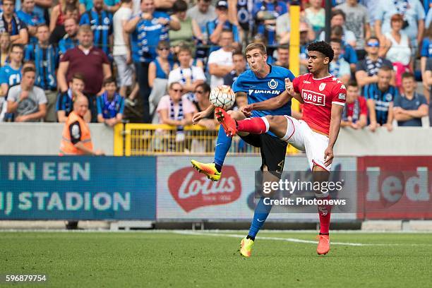 B04 Bjorn Engels defender of Club Brugge s17 Ryan Mmaee forward of Standard Liege during the Jupiler Pro League match between Club Brugge and...