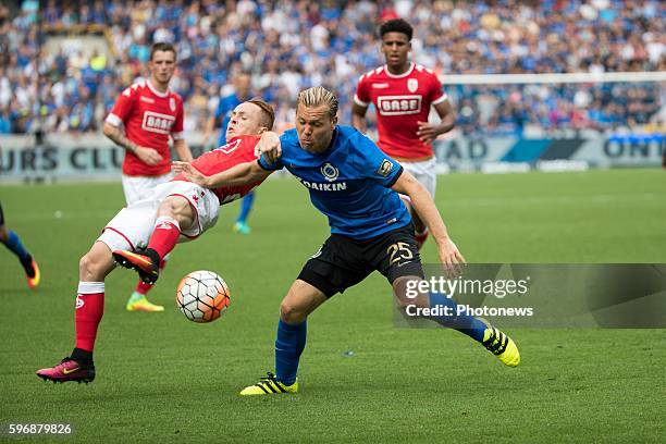 B25 Ruud Vormer midfielder of Club Brugge s23 Adrien Trebel midfielder of Standard Liege during the Jupiler Pro League match between Club Brugge and...