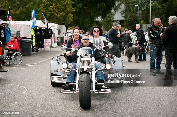 Bikers take part in Thunder In The Glen, one of Europe's largest annual gatherings of Harley-Davidson motorcycle enthusiasts in the Highlands of...