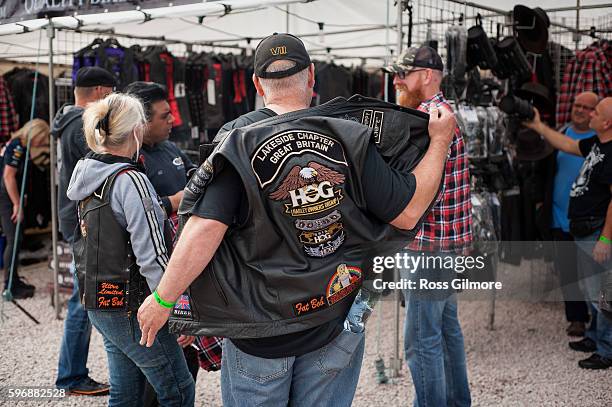 Bikers take part in Thunder In The Glen, one of Europe's largest annual gatherings of Harley-Davidson motorcycle enthusiasts in the Highlands of...