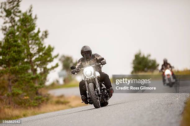 Bikers take part in Thunder In The Glen, one of Europe's largest annual gatherings of Harley-Davidson motorcycle enthusiasts in the Highlands of...