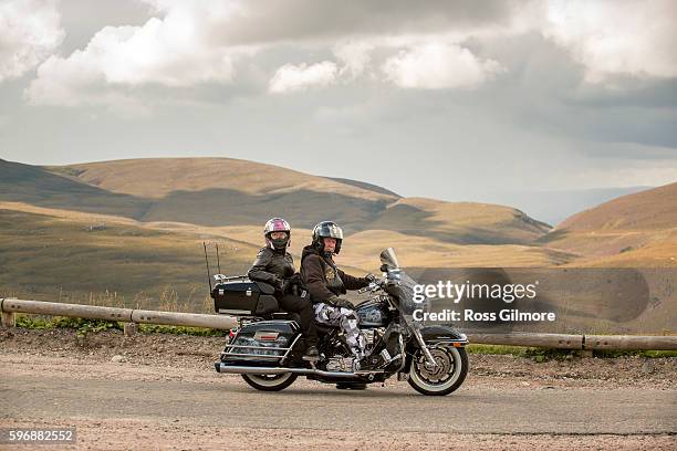 Bikers take part in Thunder In The Glen, one of Europe's largest annual gatherings of Harley-Davidson motorcycle enthusiasts in the Highlands of...