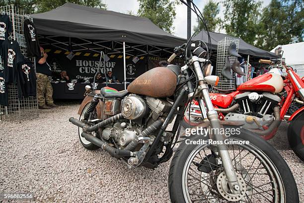 Bikers take part in Thunder In The Glen, one of Europe's largest annual gatherings of Harley-Davidson motorcycle enthusiasts in the Highlands of...