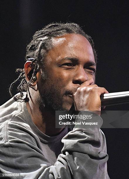 Kendrick Lamar performs at FYF Fest 2016 - Day 1 at the Los Angeles Sports Arena on August 27, 2016 in Los Angeles, California.