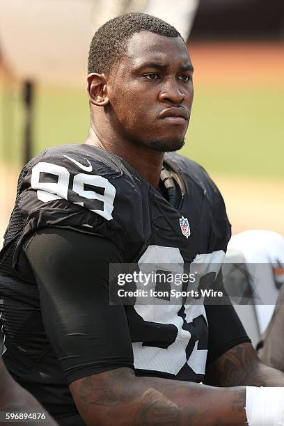 Oakland Raiders defensive end Aldon Smith during action in an NFL game against the Cincinnati Bengals at O.co Coliseum in Oakland, CA. The Bengals...