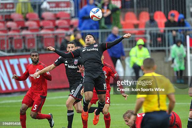 United forward Jairo Arrieta tries to control the ball during the second half at a MLS game between D.C. United and the Toronto FC at BMO Field in...