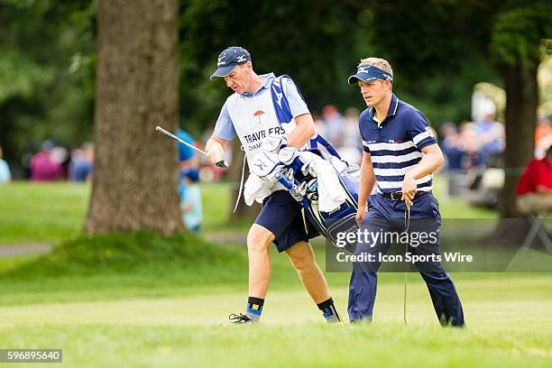 Luke Donald walks up to the 2nd green during the third round of the Travelers Championship at TPC River Highlands in Cromwell, CT.