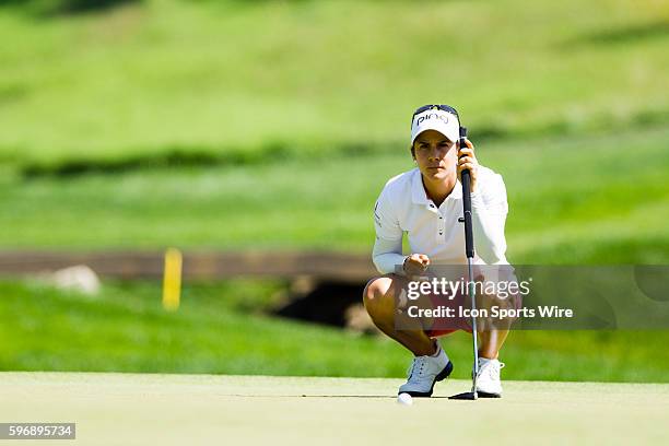Azahara Munoz on the 6th green during the second round of the 2015 U.S. Women's Open at Lancaster Country Club in Lancaster, PA.