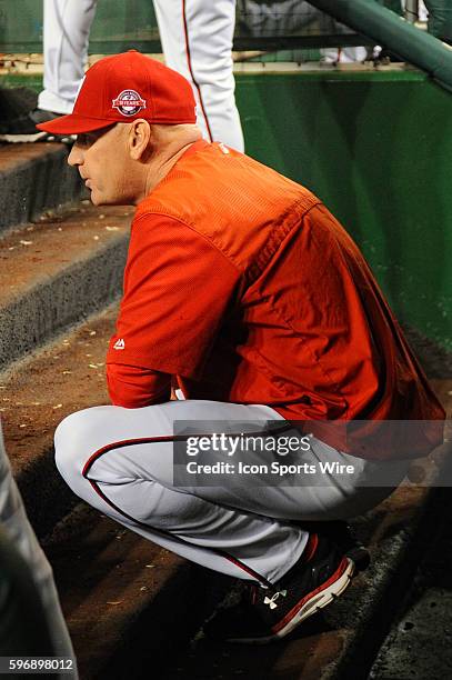 Washington Nationals manager Matt Williams in action against the Miami Marlins at Nationals Park in Washington, D.C. Where the Miami Marlins defeated...